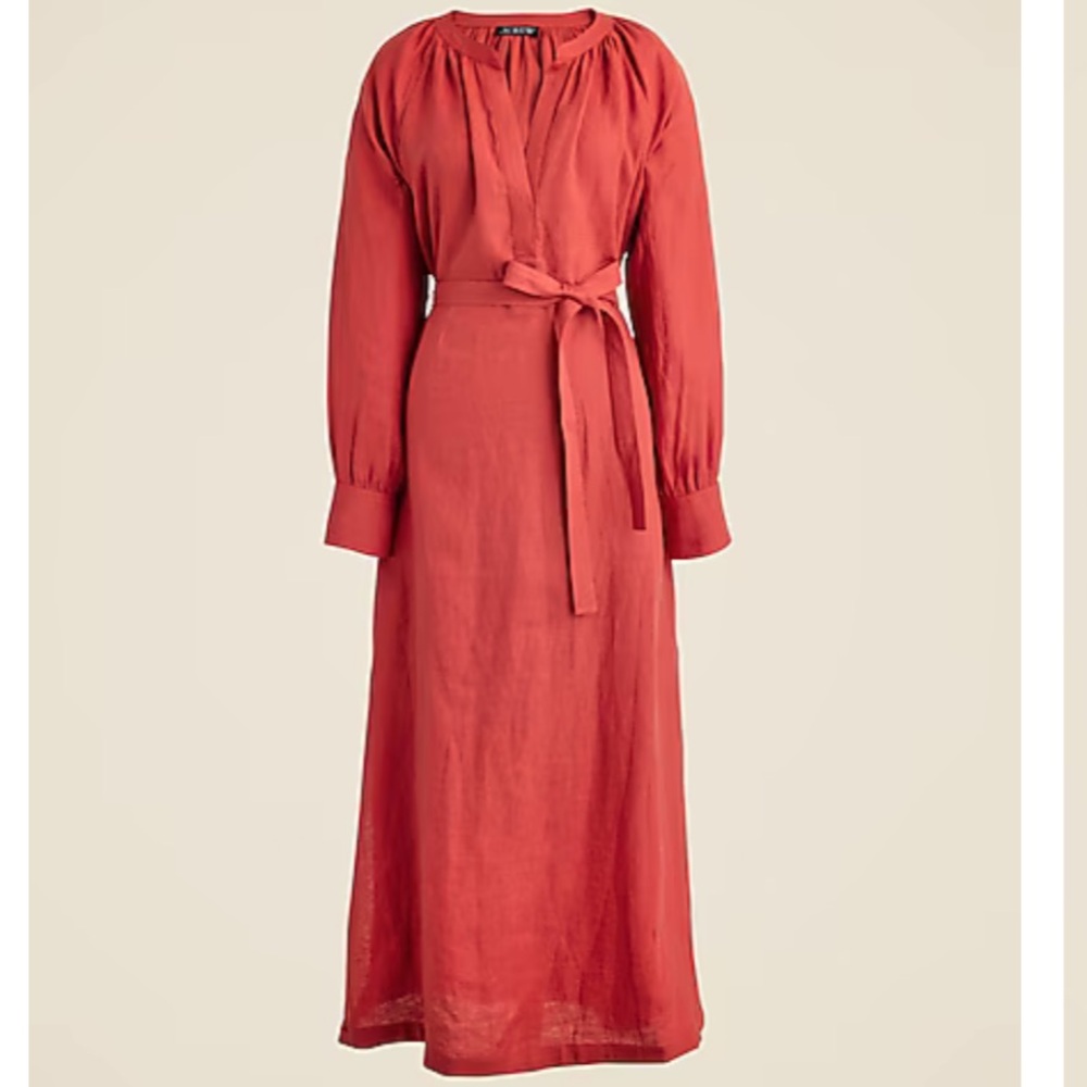 J. Crew Cabana Linen Dress in Red Sand